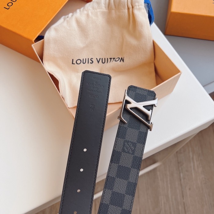 l**is V*t*n damier graphite initiales 40mm reversible belt m0213