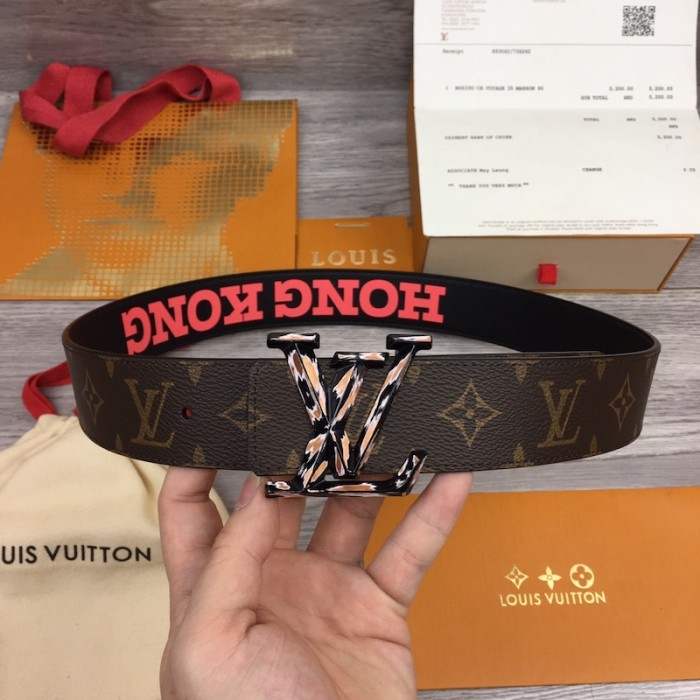 l**is V*t*n lv pyramide cities exclusive 40mm reversible belt m0490