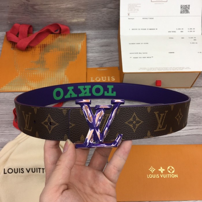 l**is V*t*n lv pyramide cities exclusive 40mm reversible belt m0494