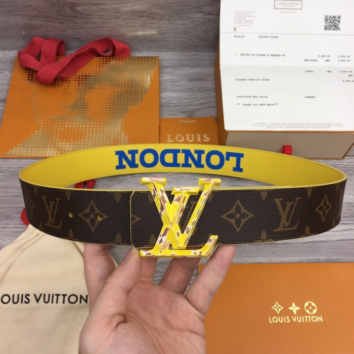 l**is V*t*n lv pyramide cities exclusive 40mm reversible belt m0496