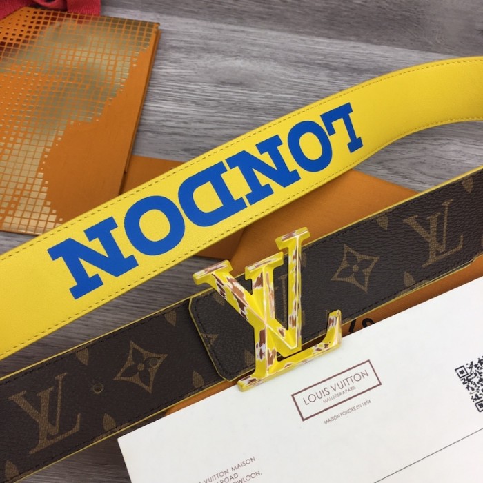 l**is V*t*n lv pyramide cities exclusive 40mm reversible belt m0496