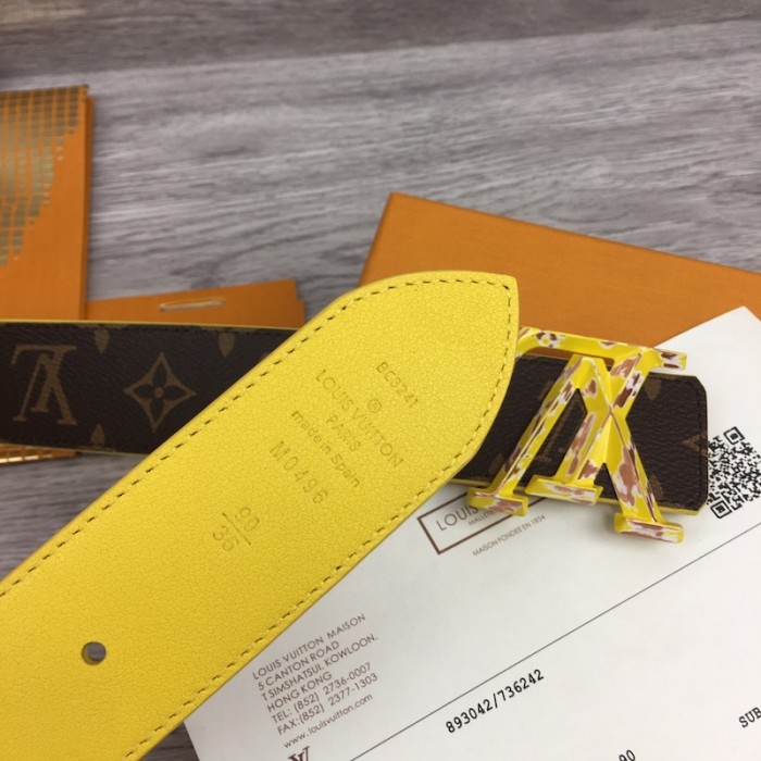 l**is V*t*n lv pyramide cities exclusive 40mm reversible belt m0496