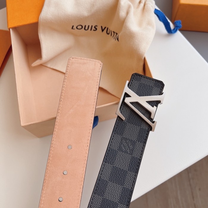 l**is V*t*n damier graphite initiales belt m9808/ silver brushed buckle