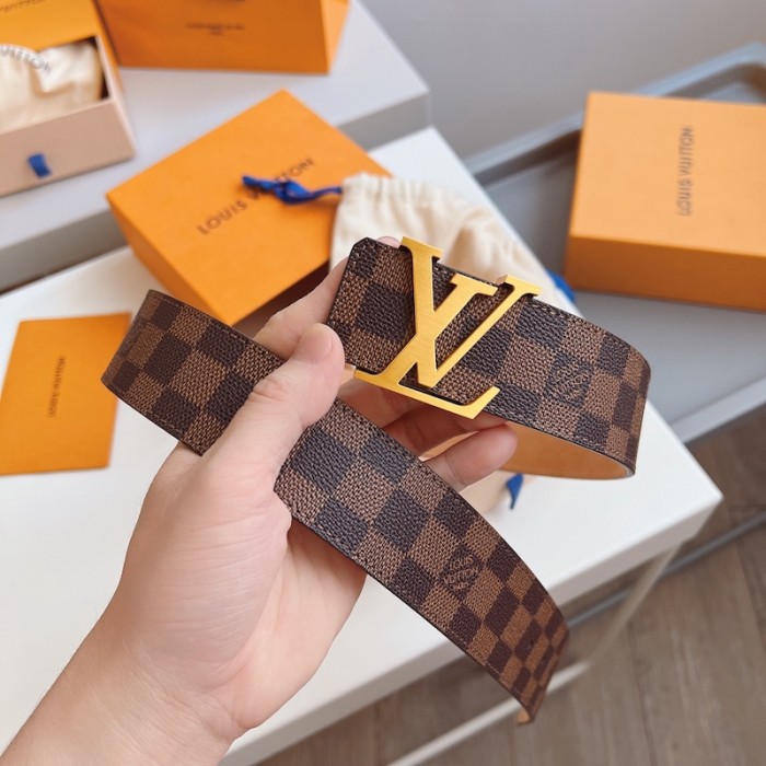 l**is V*t*n damier ebene initiales belt m9807 / brushed gold buckle