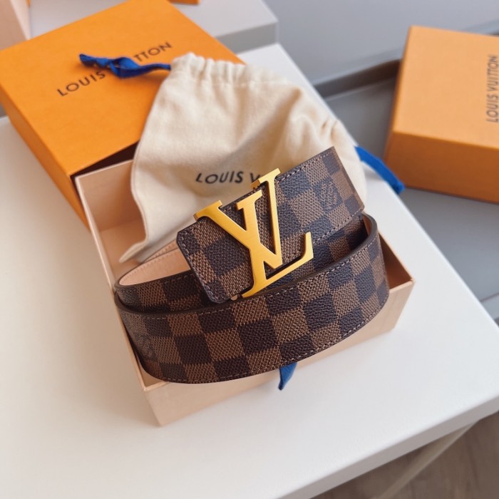 l**is V*t*n damier ebene initiales belt m9807 / brushed gold buckle