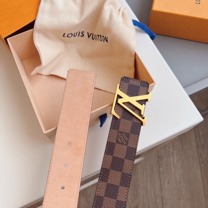l**is V*t*n damier ebene initiales belt m9807 / brushed gold buckle