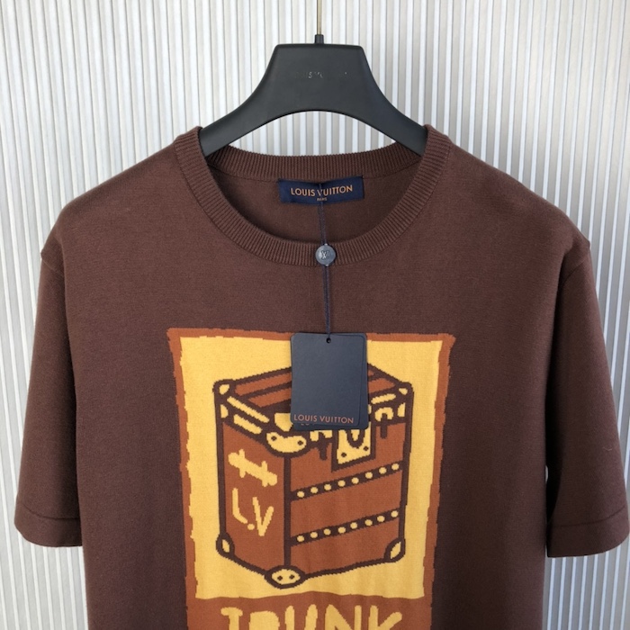 l**is V*t*n short-sleeved cotton intarsia crewneck 1afiwz