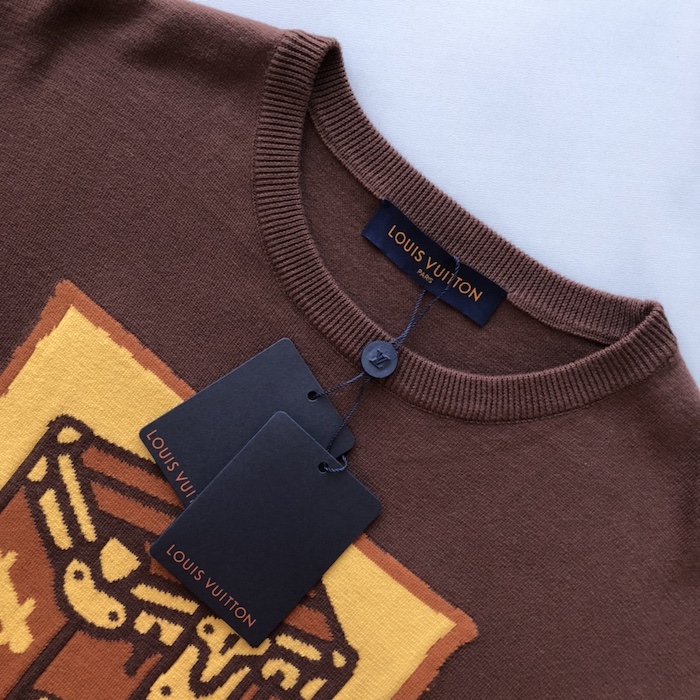 l**is V*t*n short-sleeved cotton intarsia crewneck 1afiwz