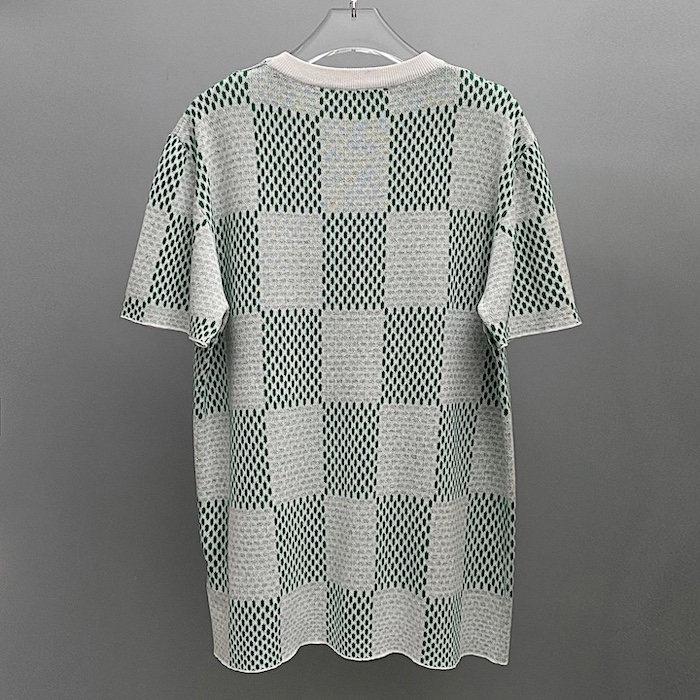 l**is V*t*n damier knitted short-sleeved crewneck 1afix4