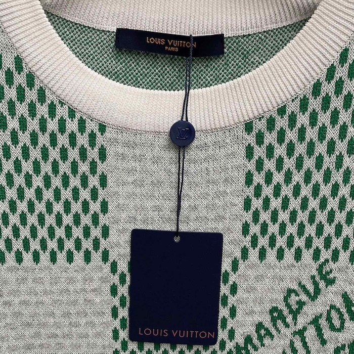 l**is V*t*n damier knitted short-sleeved crewneck 1afix4