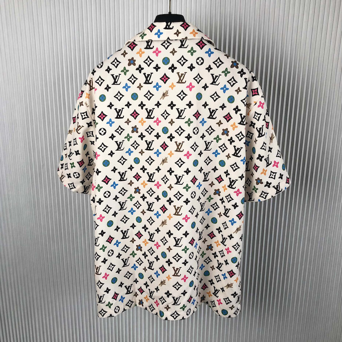 l**is V*t*n monogram printed short-sleeved silk shirt 1afq26