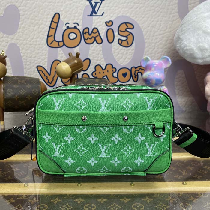 l**is V*t*n taiga cowhide leather alpha messenger green m31014