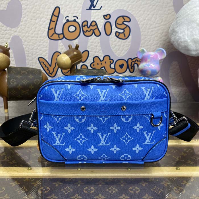 l**is V*t*n taiga cowhide leather alpha messenger blue m31016