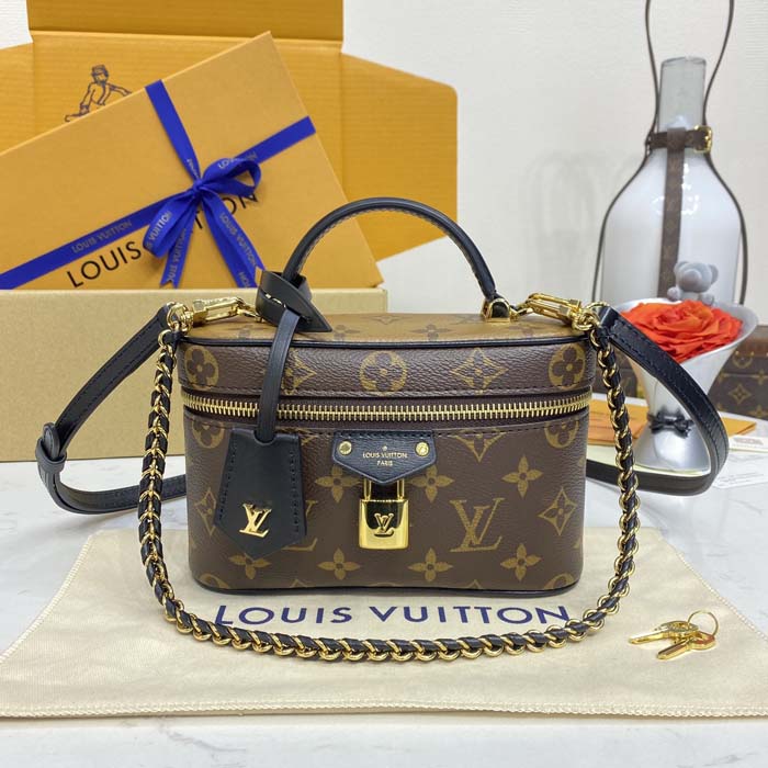 l**is V*t*n monogram coated canvas vanity chain pouch m47125
