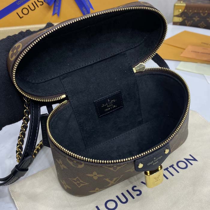 l**is V*t*n monogram coated canvas vanity chain pouch m47125