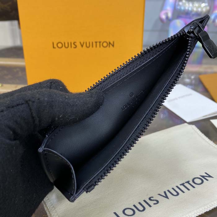l**is V*t*n black aerogram cowhide leather coin card holder m82068