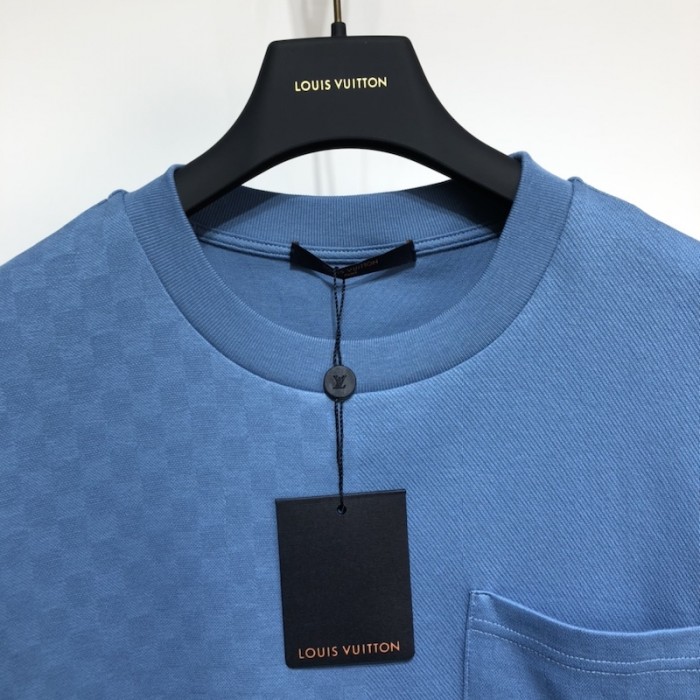 l**is V*t*n half damier pocket t-shirt blue