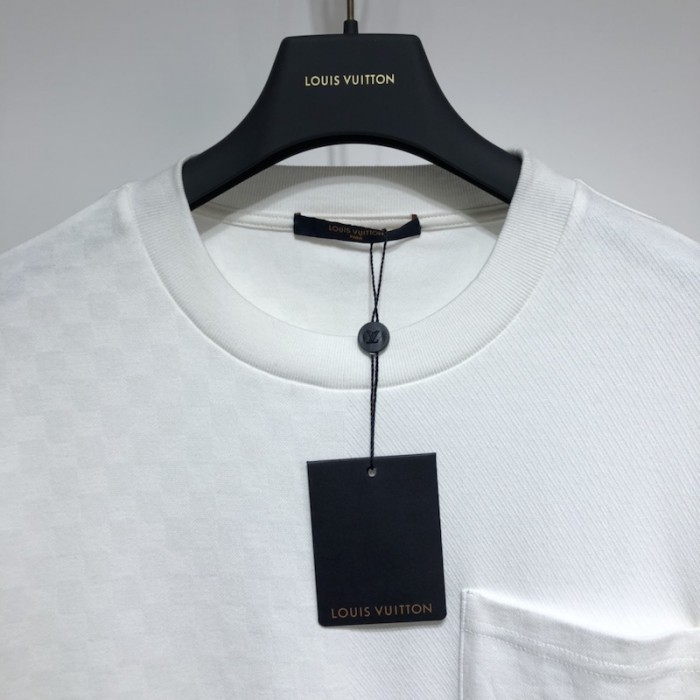 l**is V*t*n half damier pocket t-shirt white