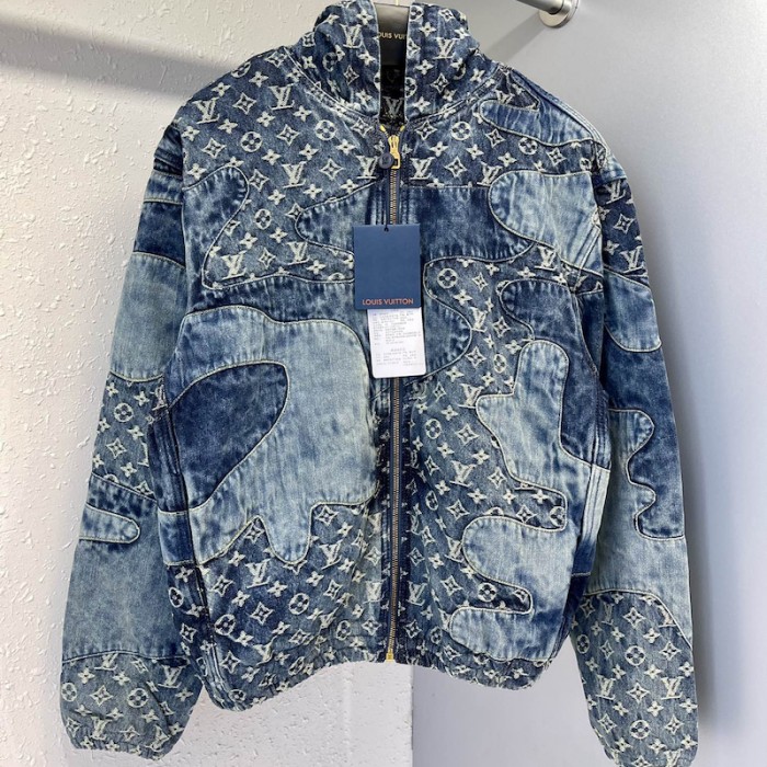 l**is V*t*n monogram patchwork denim hoodie 1a9k6d