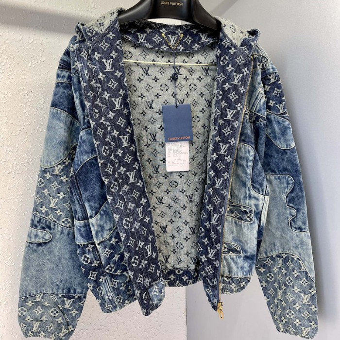 l**is V*t*n monogram patchwork denim hoodie 1a9k6d