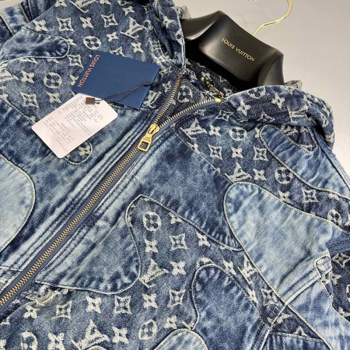 l**is V*t*n monogram patchwork denim hoodie 1a9k6d