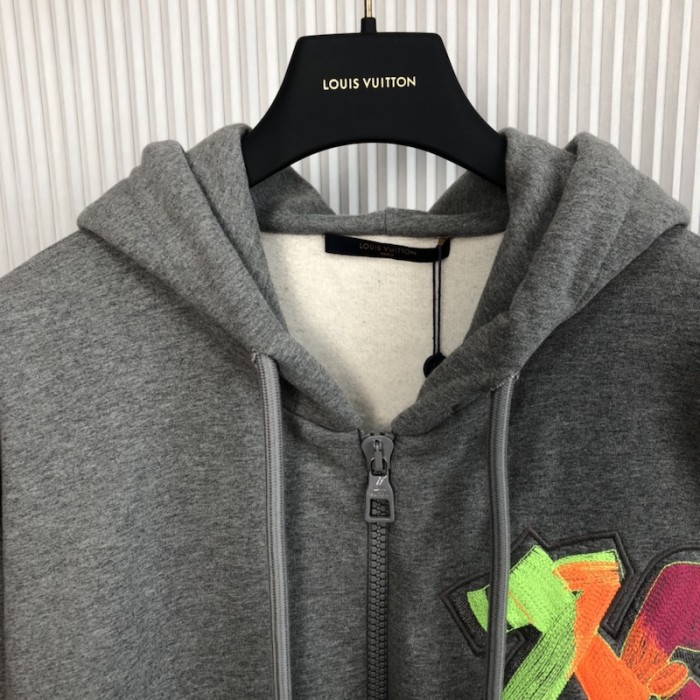 l**is V*t*n 3d lv graffiti embroidered zipped hoodie 1aa4x5
