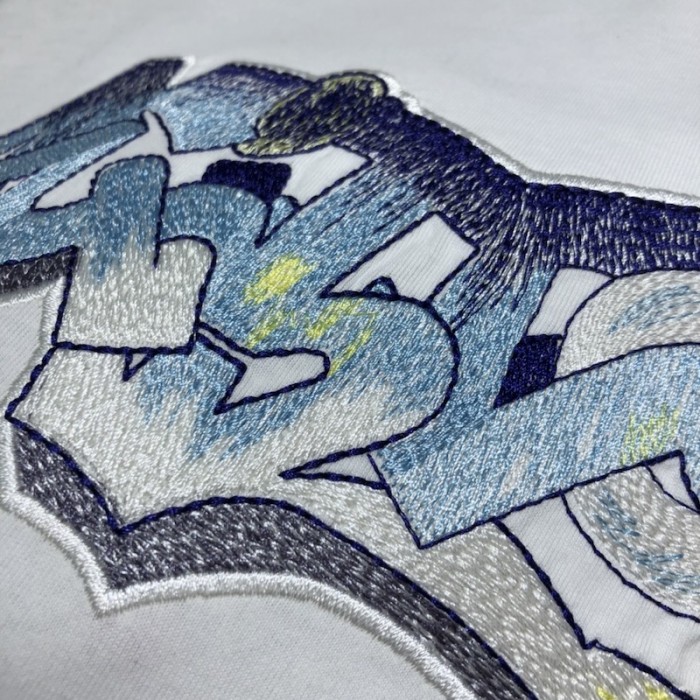 l**is V*t*n 3d lv graffiti embroidered t-shirt white