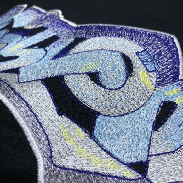 l**is V*t*n 3d lv graffiti embroidered t-shirt black