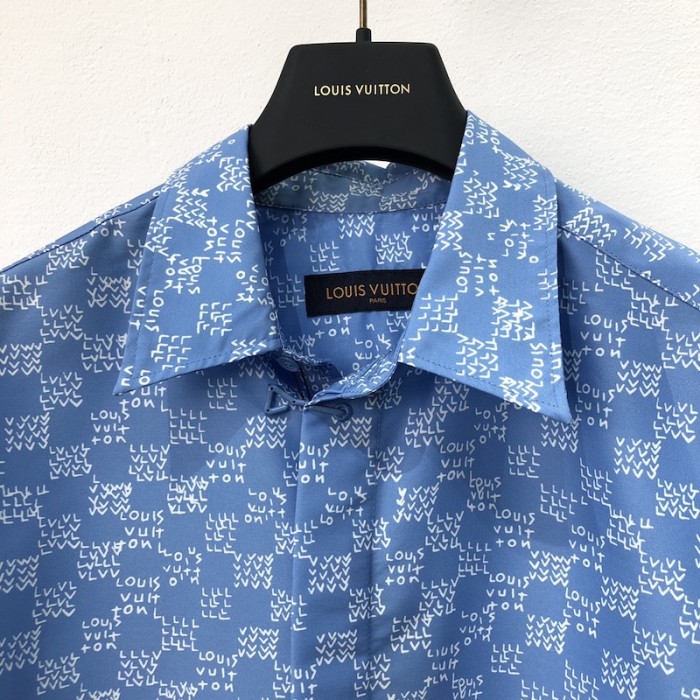l**is V*t*n damier spread short-sleeved hook detail shirt 1aa5eo
