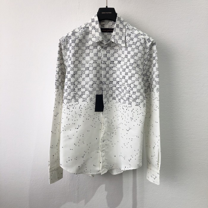 l**is V*t*n damier spread long-sleeved shirt 1aa5ew