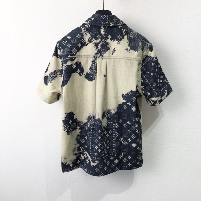 l**is V*t*n monogram bandana short-sleeved denim shirt 1aa852