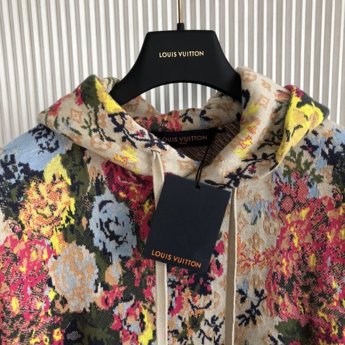 l**is V*t*n lv flower graphic jacquard hoodie 1aagnv