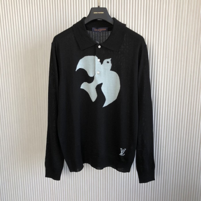 l**is V*t*n graphic long-sleeved knit polo 1aat4m