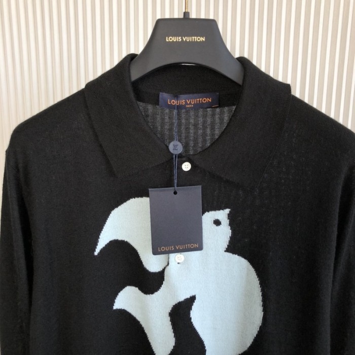 l**is V*t*n graphic long-sleeved knit polo 1aat4m