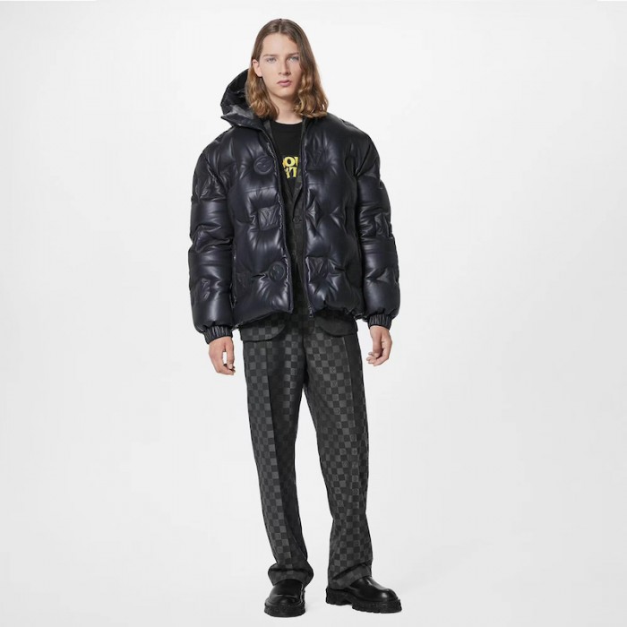 l**is V*t*n monogram leather hooded down jacket 1aatkj
