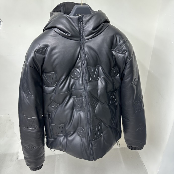 l**is V*t*n monogram leather hooded down jacket 1aatkj