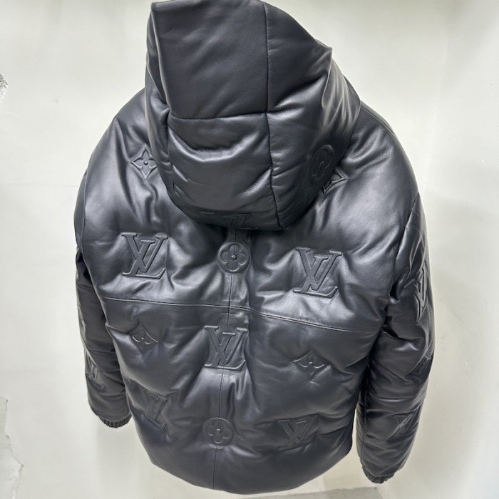 l**is V*t*n monogram leather hooded down jacket 1aatkj