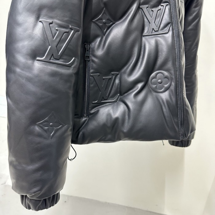 l**is V*t*n monogram leather hooded down jacket 1aatkj