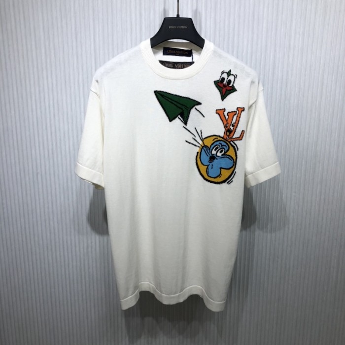 l**is V*t*n monogram comics intarsia short-sleeved crewneck 1ab54d