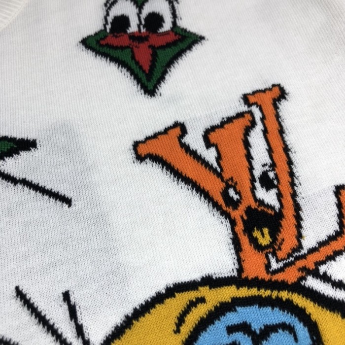 l**is V*t*n monogram comics intarsia short-sleeved crewneck 1ab54d