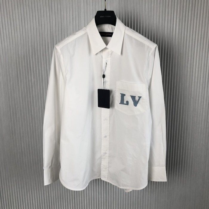 l**is V*t*n long-sleeved regular shirt with placed graphic white