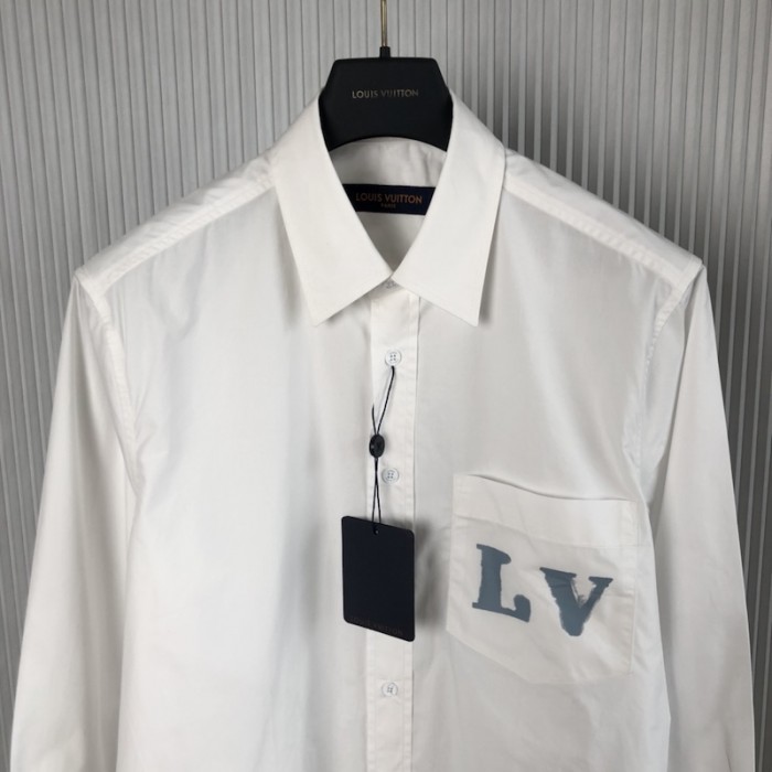 l**is V*t*n long-sleeved regular shirt with placed graphic white