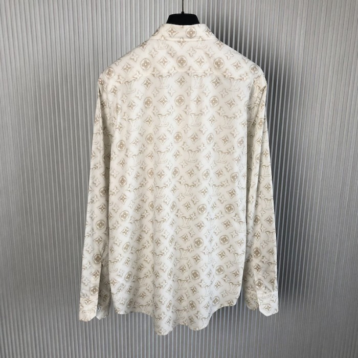 l**is V*t*n monogram long-sleeved cotton shirt 1abjlm