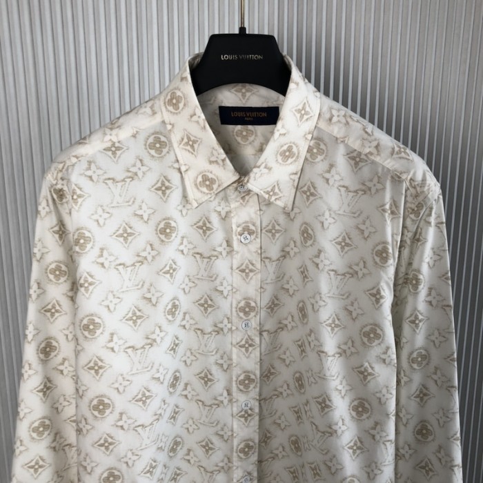 l**is V*t*n monogram long-sleeved cotton shirt 1abjlm