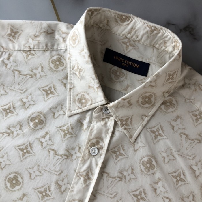 l**is V*t*n monogram long-sleeved cotton shirt 1abjlm