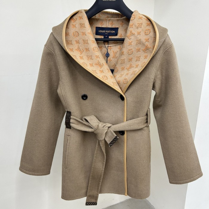 l**is V*t*n 3d monogram double-breasted wrap coat 1abt6v