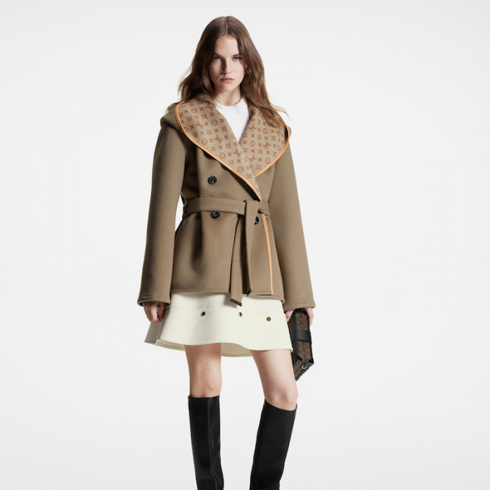 l**is V*t*n 3d monogram double-breasted wrap coat 1abt6v