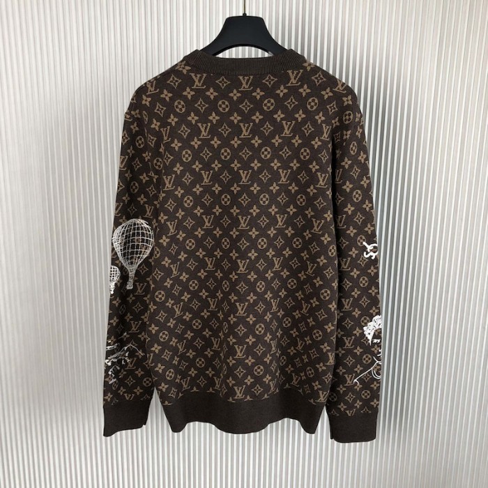 l**is V*t*n monogram embroidered wool crewneck 1abxyw