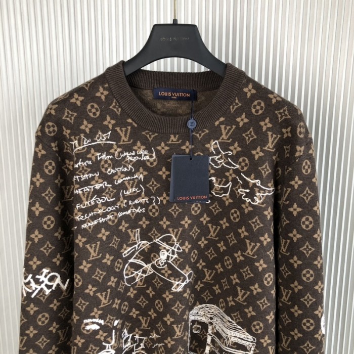 l**is V*t*n monogram embroidered wool crewneck 1abxyw