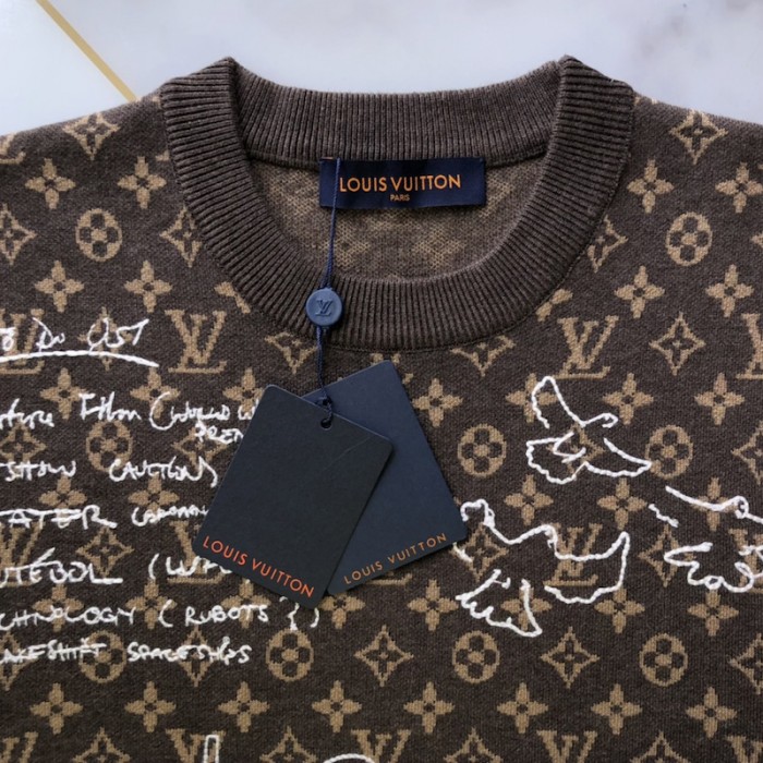 l**is V*t*n monogram embroidered wool crewneck 1abxyw